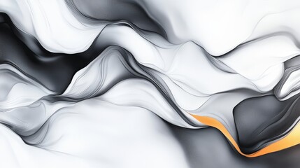 Obraz premium Abstract flowing fabric texture in monochrome tones with a hint of orange, creating a dynamic visual