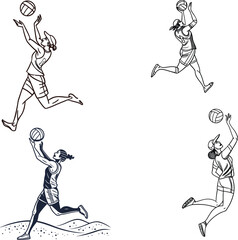 Beach Volleyball bundle line art and illustrator eps