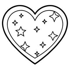 Night Sky Heart Minimal Vector Line Art