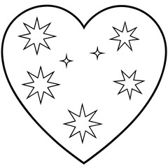 Night Sky Heart Minimal Vector Line Art
