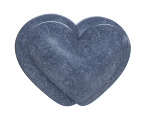 3D heart made of stone, asphalt on transparent background