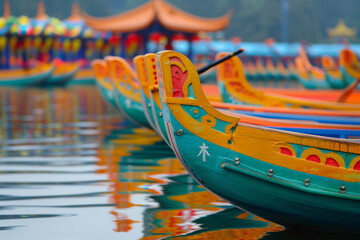 Beautiful holiday composition for happy celebrate chinese dragon boat festival, abstract vivid composition consists of fictional unreal fantastic vision on background