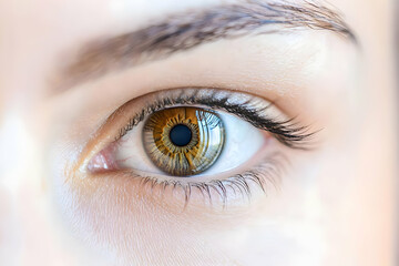 Obraz premium Health-Focused Close-Up of Brown-Eyed Portrait