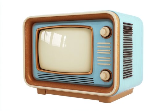 recommend clip art: Vintage television set with a white screen on an isolated background, retro TV studio equipment for a television program clip art illustration