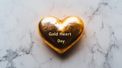 "Gold Heart Day" is written in bold gold letters on a plain black background, with a single small gold heart symbol placed beneath the text, creating a sleek, modern, and elegant design.
