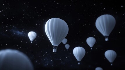 Obraz premium White hot air balloons night sky travel adventure