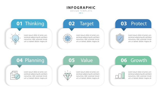 Infographic template. 6 Step timeline journey, Flat simple infographics design template. presentation graph. Business concept with numbers 6 options or steps vector illustration.
