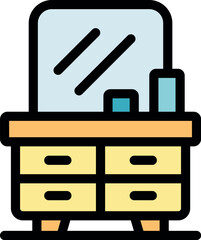 Wooden dressing table with mirror and cosmetics representing getting ready in the morning