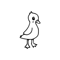 a line art drawing of a cute duckling