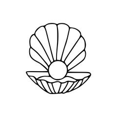 vector illustration of a shell with a pearl
