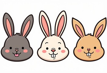 Fototapeta premium Minimalist Bunny Head Graphics: Simple Rabbit Face Icons, Ideal for Logo Design, Branding, and Crafting Projects; Versatile Vector Clip Art Collection