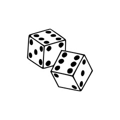 a black and white drawing of a dice on white