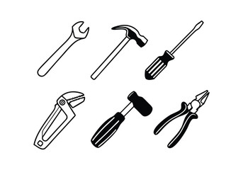 Toolbox Icons Set - Professional Tools and Equipment Vector Illustrations