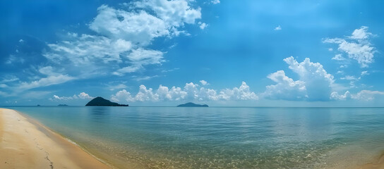 Panoramic Ocean View with Clear Blue Sea and Sky