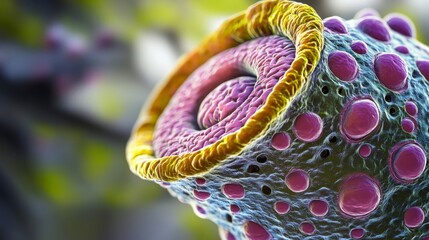 Close-Up View of Colorful Microscopic Cell Structure in Nature