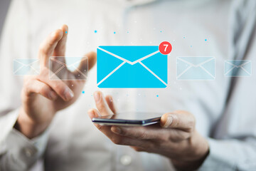 businessman using a digital email icon