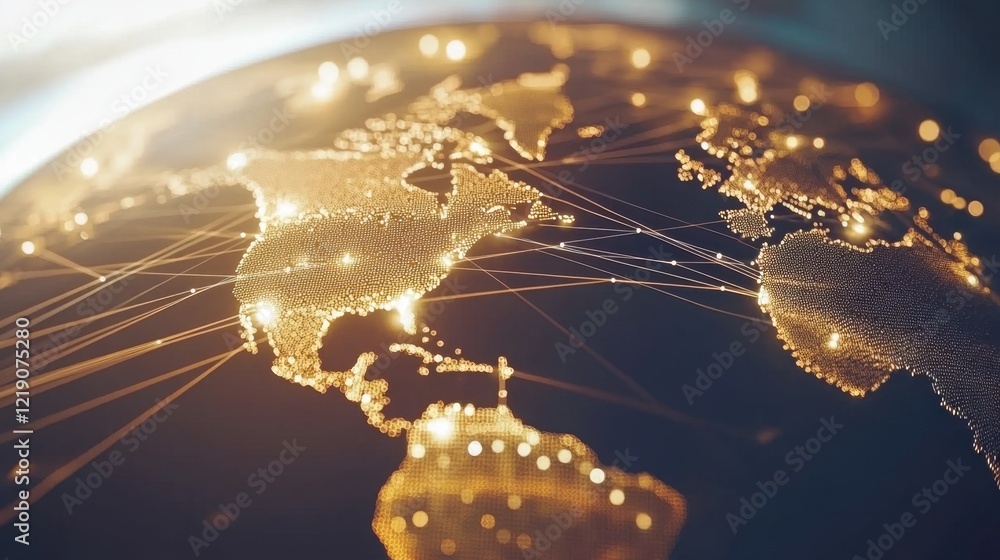 Poster an abstract digital globe with glowing lines representing connectivity.