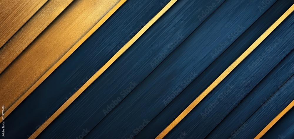 Aufkleber a modern abstract design featuring diagonal stripes in gold and deep blue tones, creating a stylish 