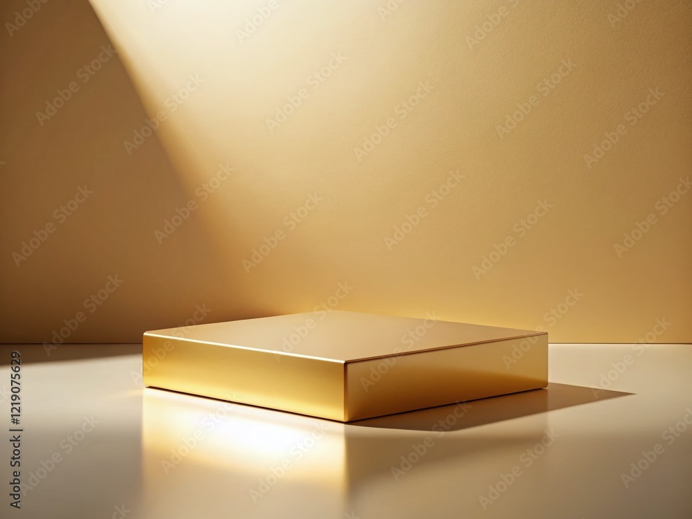 Poster minimalist golden product display platform on clean background - stock photo