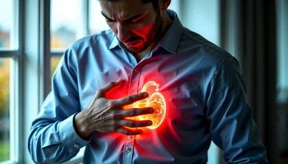 Person experiencing chest discomfort representing heart-related issues