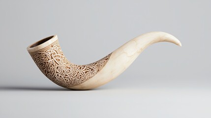 Intricate Nordic Drinking Horn with Beautiful Carvings and Elegant Design
