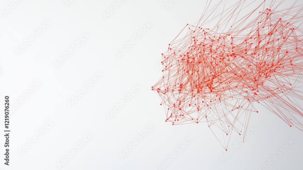 Poster dynamic visualization of network lines and points on minimalistic background for web design and digi