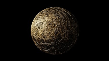 Realistic golden globe with network connections on black background symbolizing global tech