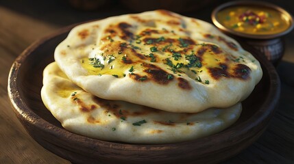 golden crispy naan bread close-up fresh texture