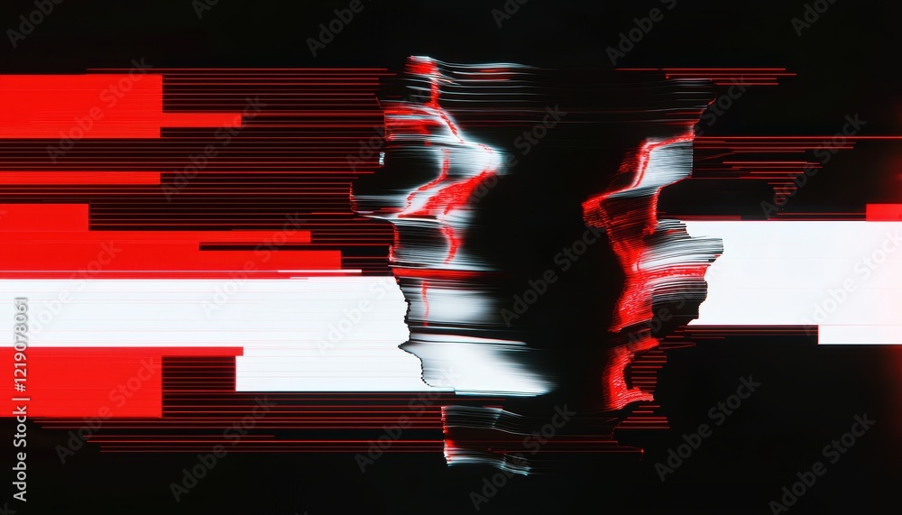 Poster a vibrant abstract image featuring dynamic red and white streaks, creating a sense of movement and e