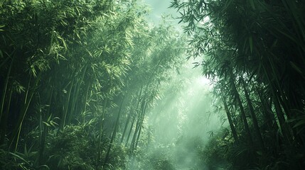 Fototapeta premium Bamboo Forest in the Morning Sunlight.