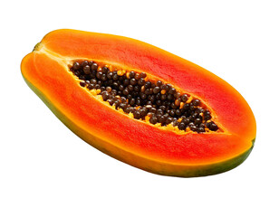 a papaya on white background, cut out