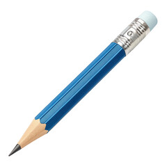 Blue pencil on transparent cutout, PNG file