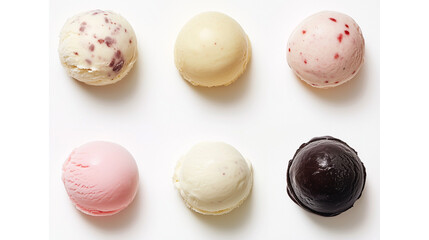 Fototapeta premium Delicious Ice Cream Scoops Assorted Flavors Sweet Treat Dairy Dessert, Isolated on Transparent Background, Ai Generated Images