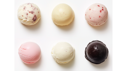 Delicious Ice Cream Scoops Assorted Flavors Sweet Treat Dairy Dessert, Isolated on Transparent Background, Ai Generated Images