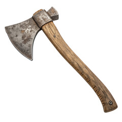 Axe with wooden handle  on transparent cutout, PNG file