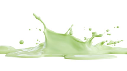 Refreshing Green Liquid Splash Drink Food Texture, Isolated on Transparent Background, Ai Generated Images