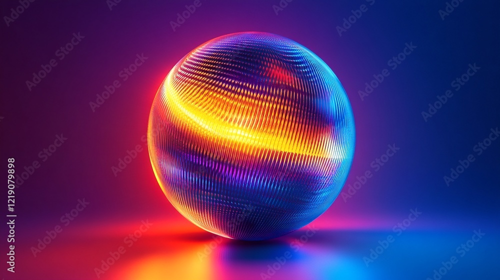 Aufkleber a 3d rendering of a sphere with vibrant colors and patterns.