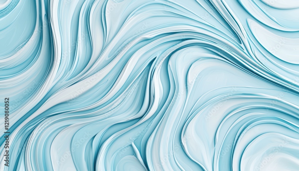 Poster a serene, abstract image showcasing flowing blue waves and swirls, creating a tranquil and harmoniou