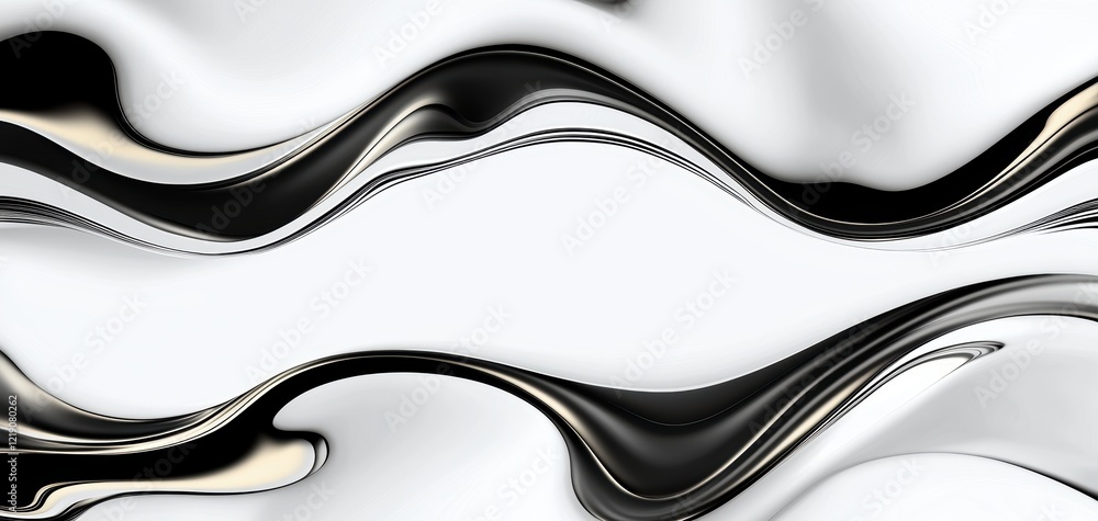 Aufkleber a smooth, abstract pattern of flowing black and white waves creates a visually striking composition 