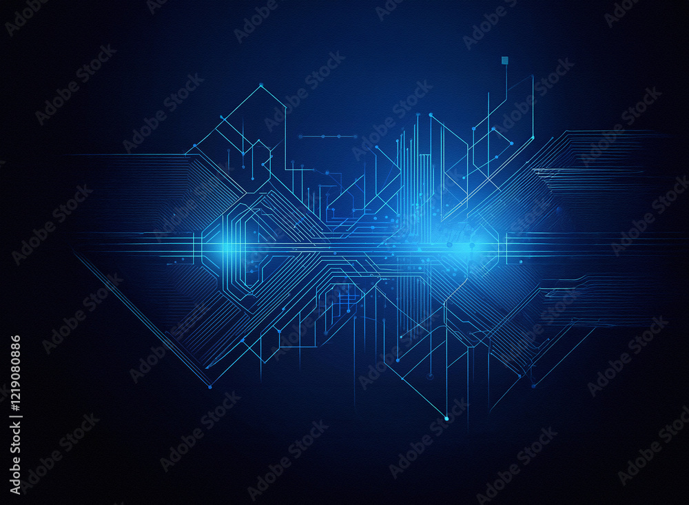 Leinwandbilder abstract digital artwork depicting a futuristic, glowing circuit board design. intricate lines and n