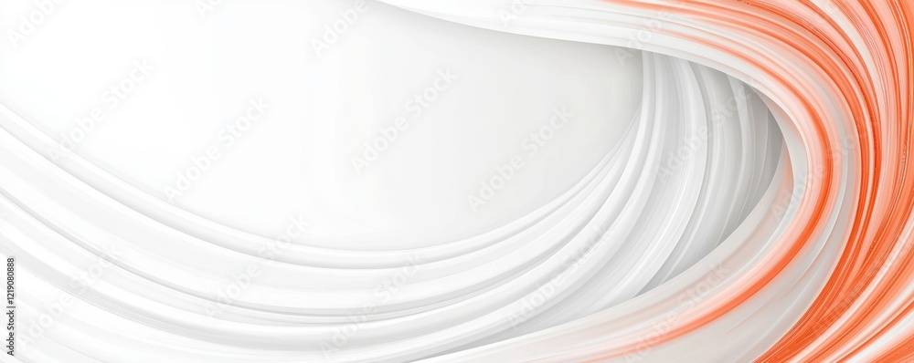 Poster a flowing abstract design featuring smooth curves in white and orange tones, creating a modern and e