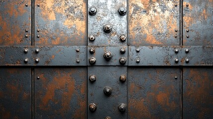 Fototapeta premium Rustic Metal Wall with Bolts and Screws.