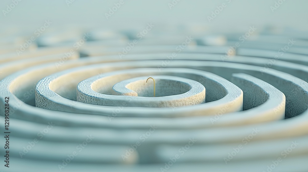 Poster a close-up view of a labyrinth with a small golden thread guiding through the pathways