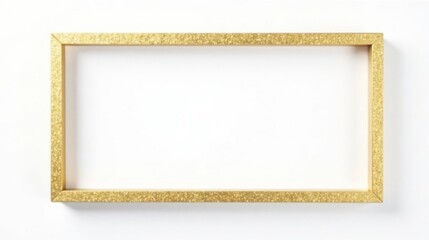 A Sparkling Gold Rectangular Frame on a White Background, Perfect for Elegant Designs and Festive Presentations