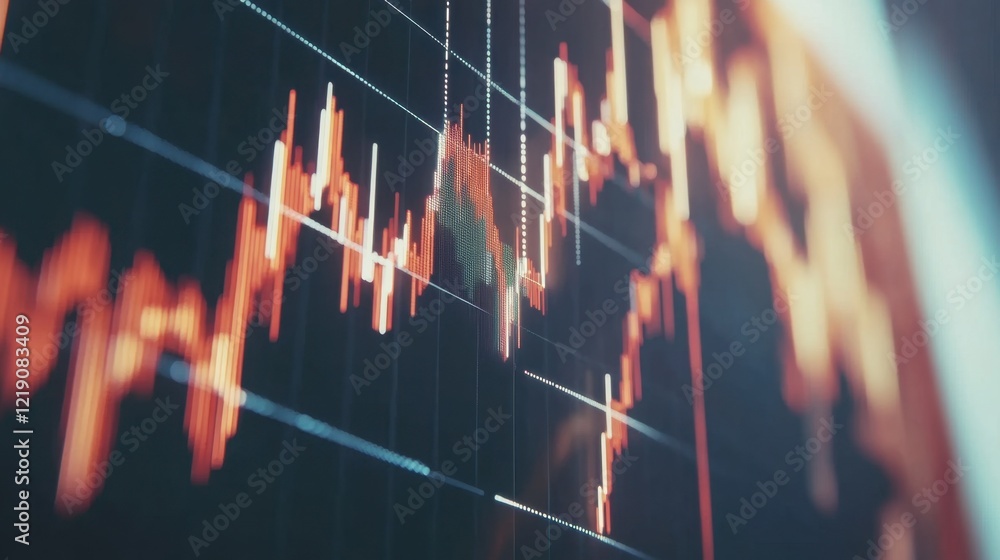 Poster a digital hologram interface displaying futuristic financial data.