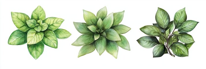 Watercolor houseplant collection isolated style