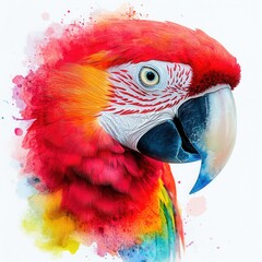 Vibrant Scarlet Macaw Watercolor Portrait