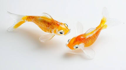 Pair of Golden Fish Symbolizing Happiness in Buddhist Culture for Serene Home Decor