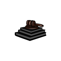 stacks of books and the gavel of a court judge vector illustration