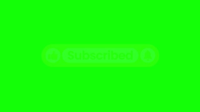 Animated YouTube Subscribe Button for Video Overlay. Like Subscribe Bell Notification Button, subscribe to channel. Green Screen